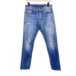 R13 Skate Jeans Medium Wash Denim Distressed Slim R13MN0199 Men's 29 x 31